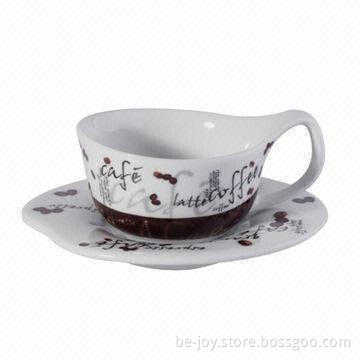 Porcelain cup and saucer set with special shape